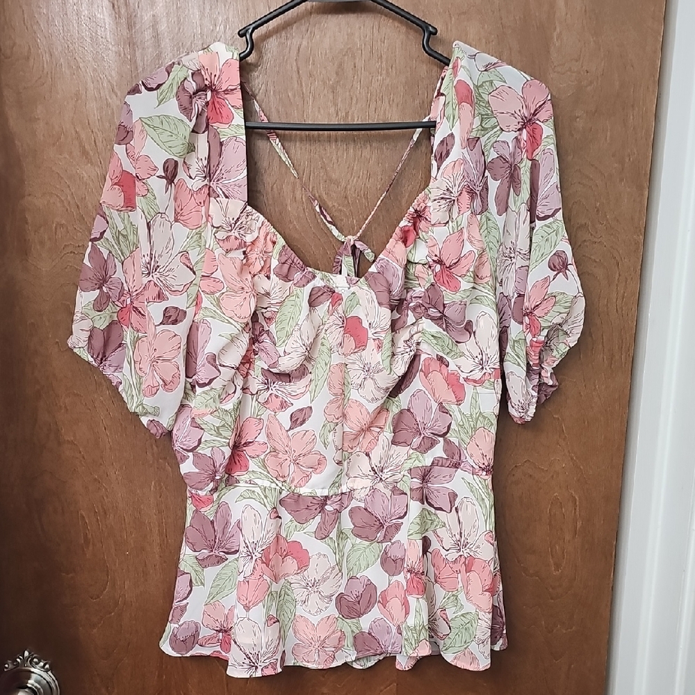 Cato Floral Blouse - Pink and Green